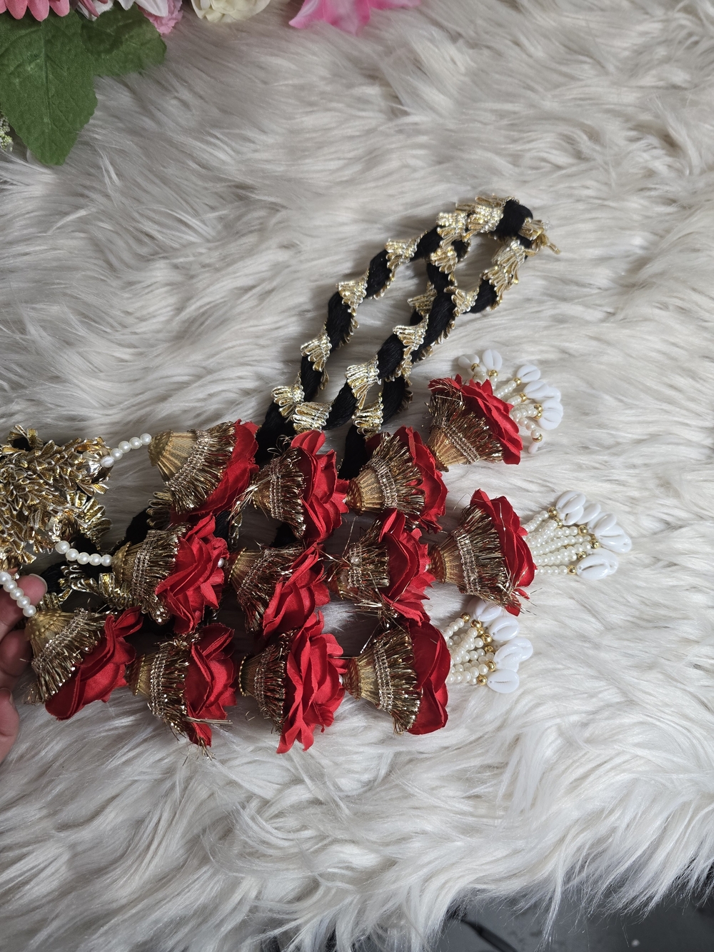 Beautiful Heavy Desi Paranda With Rose Detail - Picture 7 of 8